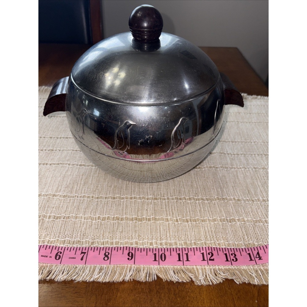 Vintage West Bend Penguin Hot & Cold Server Ice Bucket w/ Bakelite Handles